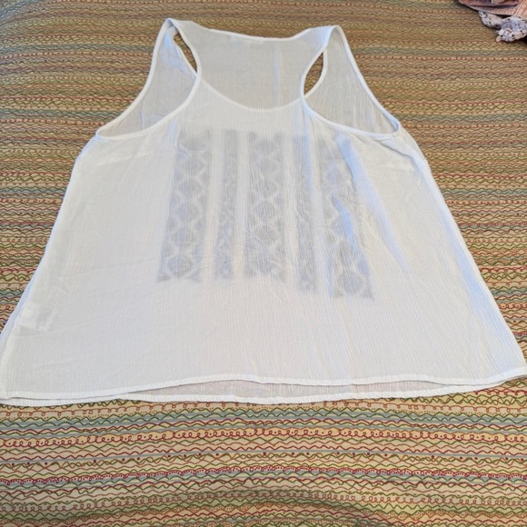 Kenar White and Blue Embroidered Sleeveless Tank Top Size Large - Picture 5 of 9